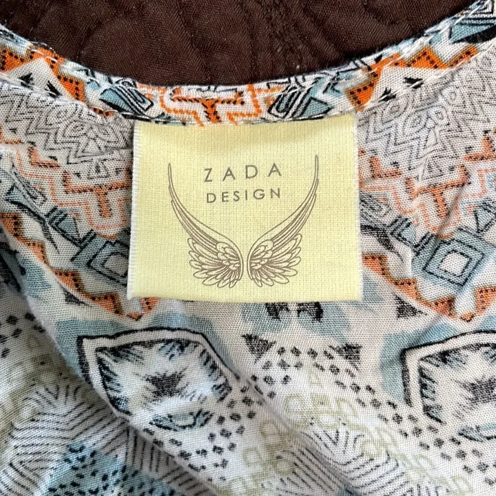 Zada Design southwest pattern long hanging wrap shirt.  Size Small. Soft. Airy.